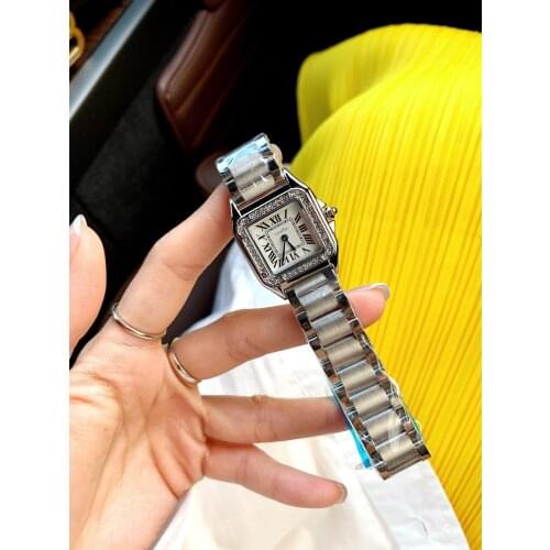 Fashion Brand Diamond Womens Watches Stainless Steel Material Butterfly Clasp Dial Diameter 28*29mm Quartz Watch