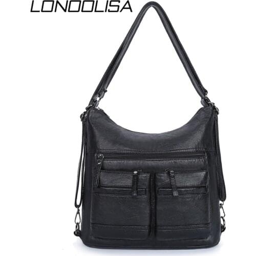 Women Washed PU Leather Travel Backpack Female Bagpack School Shoulder Hand Bags for Women 2020 Back Pack Mochilas Sac A Main