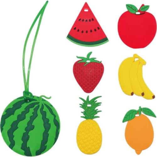 1PC Watermelon Banana Apple Cartoon Fruit Luggage Tags Suitcase Name ID Address Tags Fashion Silicone Gel Label Bag Tag