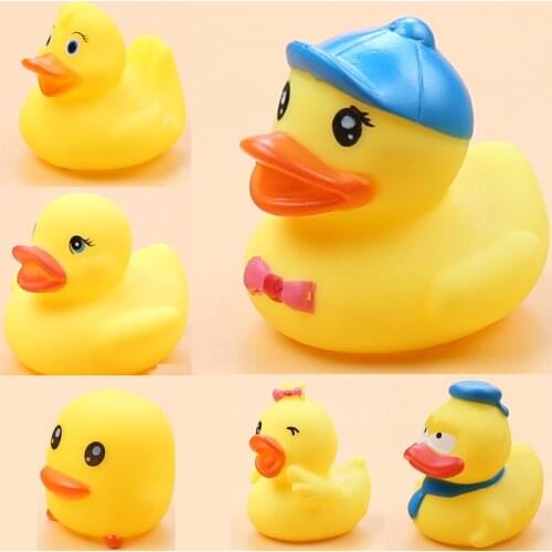 100pcs Big Size Baby Shower Toys Squeaky Rubber Ducks Swimming Pool Floating Animal Shape Water Toys for Children