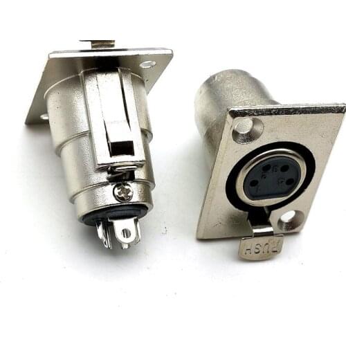 2pcs XLR 4-Pin Female Chassis Panel Mount Contacts adapter connector