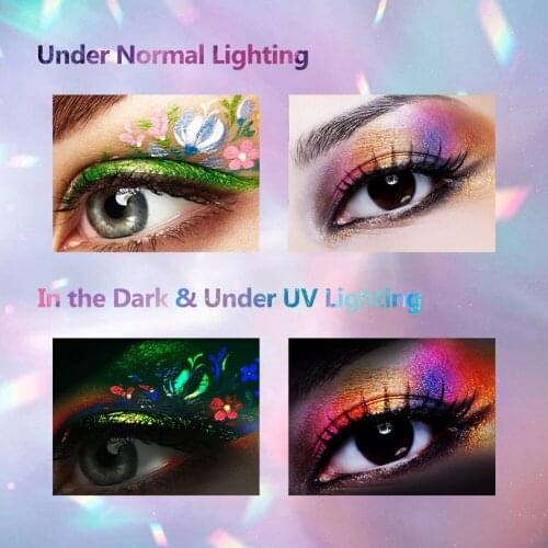24 Colors Neon Eyeshadow Palette Glow in the Dark Paint Pigmented Fluorescent Matte Glitter Luminous Eye Shadow SSwell