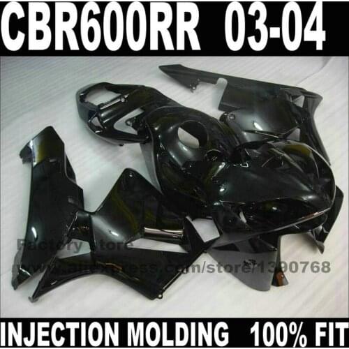 ABS plastic fairings set for Honda CBR600RR 03 04 CBR 600 CBR600 RR 2003 2004 full black motorcycle fairing kit part