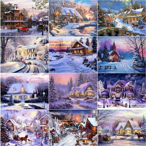 Evershine Diamond Painting Landscape Full Square Diamond Mosaic Winter DIY Rhinestones Beaded Embroidery Kits House Handicraft