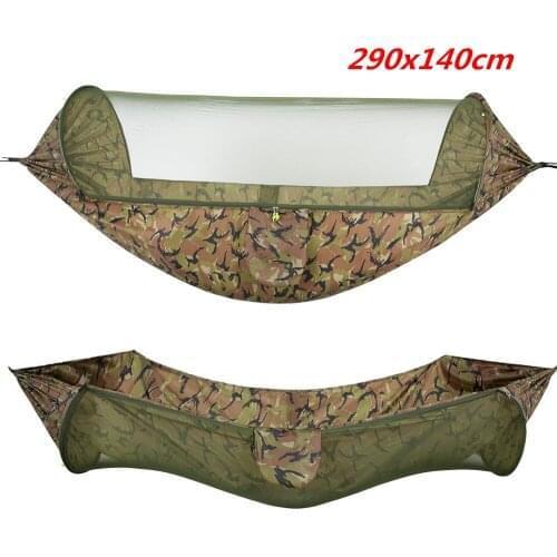 290x140cm large automatic quick-opening mosquito net tree tent outdoor camping double waterproof parachute cloth nylon hammock