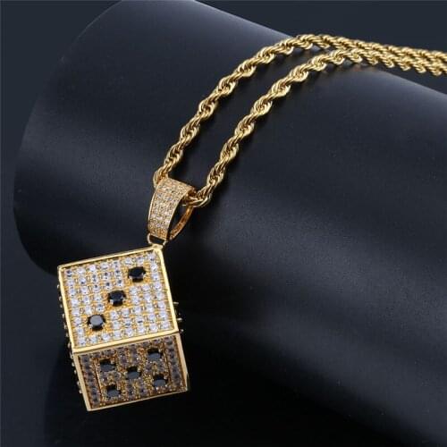Full Cubic Zircon 3D Magic Cube Pendant With 24 Inches Iced Out Rope Chain Necklace Luxury Hip Hop Designer Jewelry