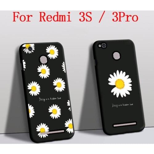 Funda For Xiaomi Redmi 3s case Redmi 3 Pro Silicone Protector Daisy Flowers Phone cover For Xiaomi redmi 3s back Cover Black