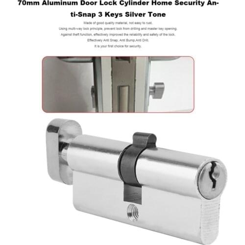 2017 High Quality 70mm Aluminum Metal Door Lock Cylinder Home Security Anti-Snap Anti-Drill With 3 Keys Silver Tone Set Tools