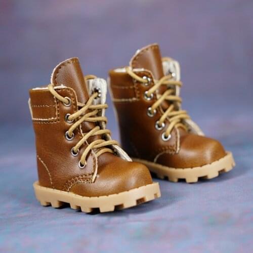 D03-P006 children handmade toy uncle 1/4 Doll Accessories BJD/SD doll shoes yellow Brown lace-up ankle boots 1 pair