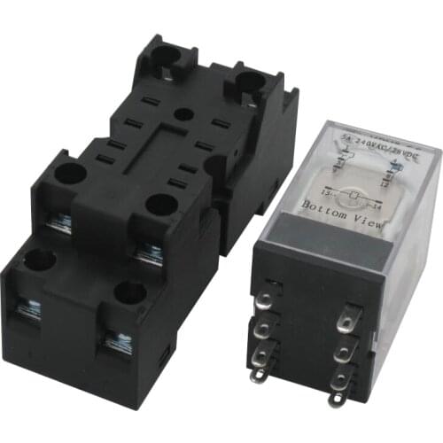 Taiss/AC 110V Coil Electromagnetic Power Relay 5A 2DPT 8 Pins 2NO+2NC MY2NJ HH52P with YJF08A-E Socket Base YJ2N-GS