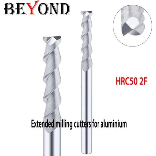 BEYOND Extended Milling Cutters For Aluminium Alloy Carbide CNC Machining Milling Cutter Lathe Tools HRC50 2F