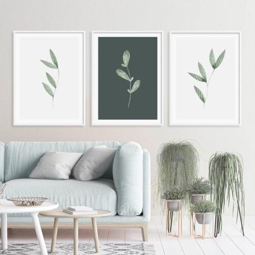 Nature Green White Leaf Blade Picture and Poster Nordic Elegant Lively Plant Canvas Prints Wall Art Home Decor for Living Room