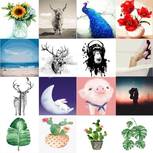 DIY Painting By Number Animal Drawing Canvas Acrylic Picture By Numbers Fox Gift Home Decor Handpainted Wall Art