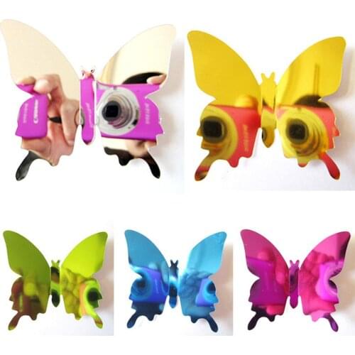 12 pcs/Lot Hot Sales Mirror Sliver 3D Butterfly Wall Stickers Party Wedding decor for DIY Home Decorations animals sticker