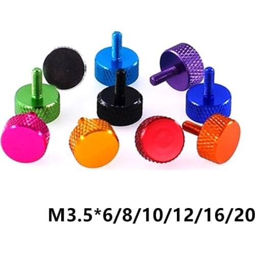 M3.5 * 6/8/10/12/16/20 Colourful Aluminum Alloy DIY Decorate Knurled Hand Tighten Thumb Screw for Graphics Card Fixed Screw
