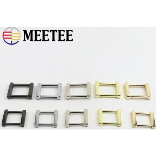Meetee 20pcs 13/16/20mm Square Buckle Metal O Ring Clasp Bag Strap Hang Buckles DIY Webbing Belt Connection Hook Hardware BF941