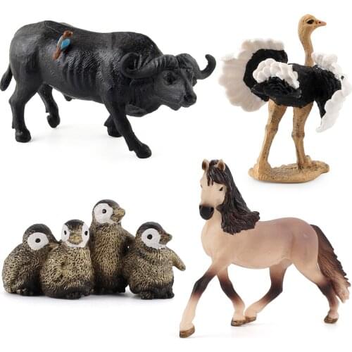 Simulation Model wild Animals Model Toys Sets Animal Ostrich Spheniscidae buffalo Action Figure Educational Toy Figure boy gift