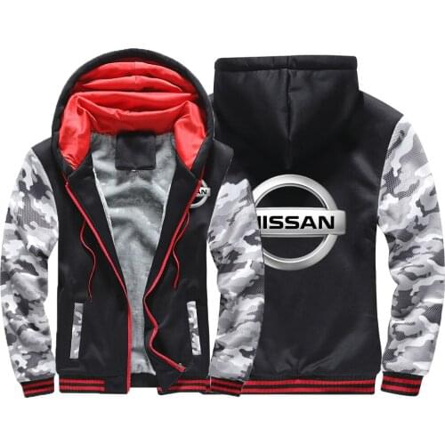 Nissan Winter Mens Print Jacket Thicken Sport Hoodies Brand Zipper Tracksuit Sweatshirt College Coat Male