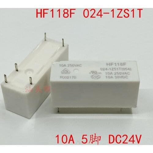 New 10PCS/LOT HF118F 024-1ZS1 005-1ZS1 012-1ZS1 HF118F-014-1ZS 24V 12V 5V 10A 5PIN