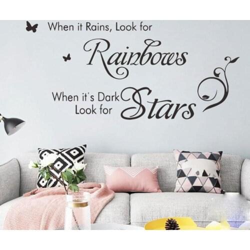 New Rainbow Stars Inspirational Words Wall Sticker Decal Home Room Wallpaper Decor