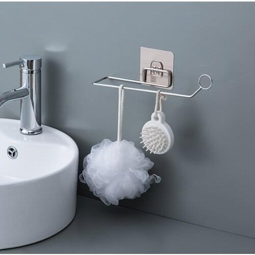 Towel bath Shelf Stainless Steel Sink Sucker Organizer Bathroom Wall Kitchen Towel Holder Vacuum Suction Cup Sponges Storage