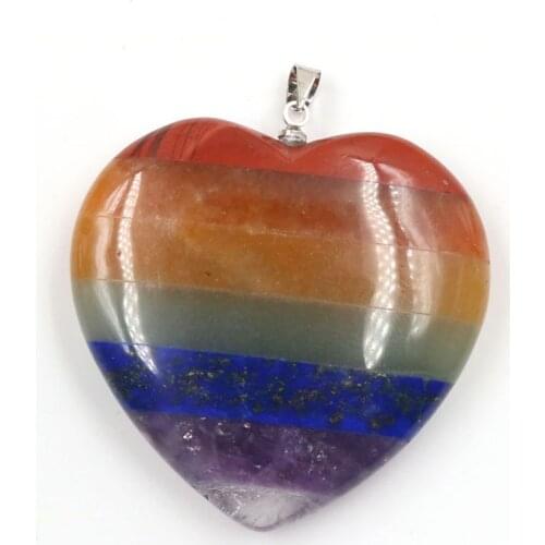 FYSL Silver Plated Layer Colorful Rainbow Stone Love Heart Pendant for Valentines Day Gift Jewelry