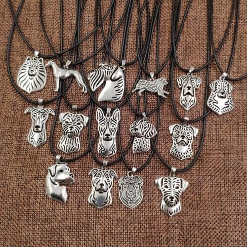 Rope Necklace Dog Animal Pendant Retro Antique Rottweiler Basenji Jewelry For Women Male Punk Cute New Fashion