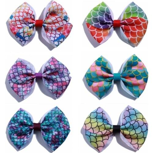 200PCS 9CM 3.5" Grosgrain Ribbon Solid Bow Knot Girl Bowknot Hair Clip Boutique Head Wear Hair Accessories You Pick Color