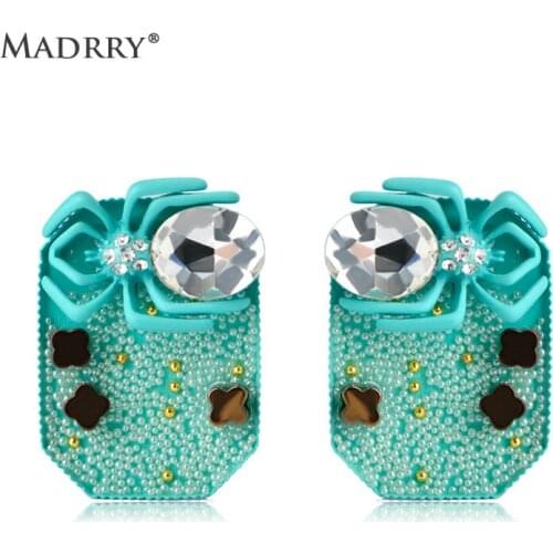 Madrry Exaggerated Spider Shape Stud Earrings For Women Girls Full Small Beads Brincos Ear Piercing Bijuterias Pendientes Bijoux