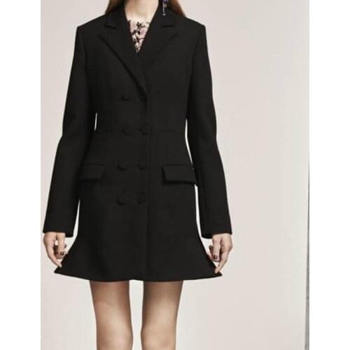 Excellent Quality Ruffles Mermaid Lap Long Blazer Coat Women Fashion Blazer Elegant Slim Coat chaqueta Free Shipping
