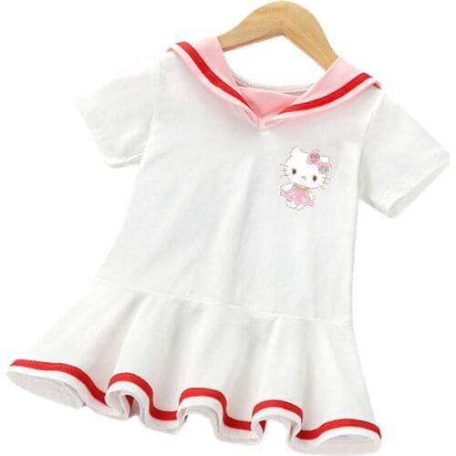 Sanrio Hello Kitty 2021 summer new girl dress baby foreign short-sleeved college style skirt children princess dress