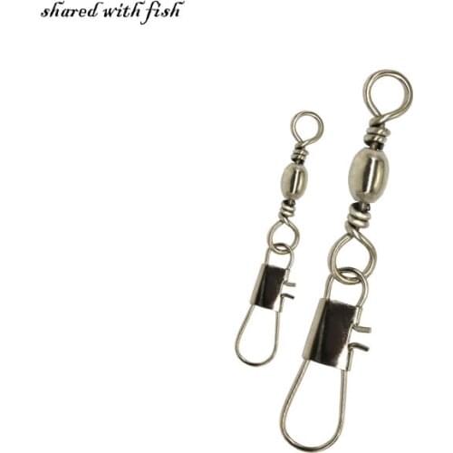 1bag Rolling Swivel With Interlock Snap Barrel Fishing Swivel Connector Accessories Tool Tackle Sets 4# to 14