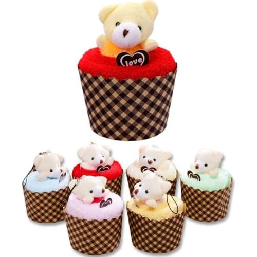 10Pcs Romantic Soft 30x30cm Towels Cartoon Bear Shape Hand Towel Face Towel Christmas Wedding Gifts kid favor Party decoration