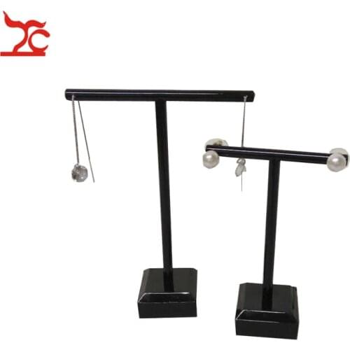 2Pcs/Set Black Clear Glass Earring Jewelry Display Rack Glass Stud Organizer Ornament T Bar Hanger Showcase Holder Stand