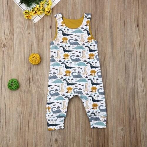 2019 Brand Baby Summer Clothing Newborn Infant Baby Boy Girl Clothes Dinosaur Print Clothting Jumpsuit Romper Sleeveless Sunsuit