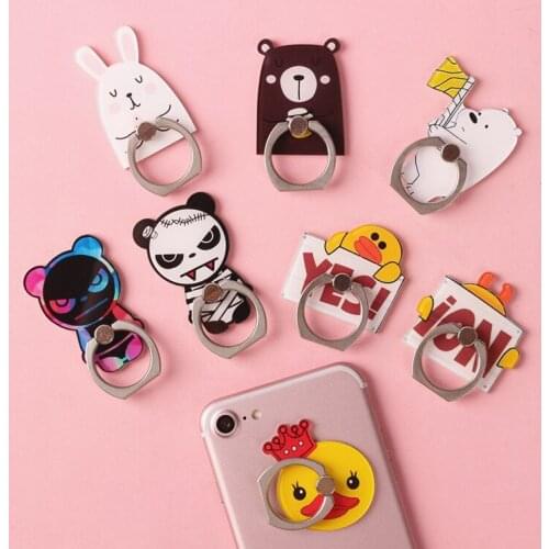 2020 New Design 1 Piece Universal Metal Finger Ring Phone Holder Loverly Cartoon Duck Bunny Bear Phone Holder Ring Stand Support