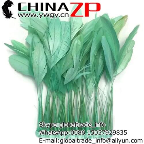 4-6 Inch Wholesale in CHINAZP Factory 10yards/lot Good Quality Dyed Aqua Green Stripped Rooster Coque Tail Feathers Trim