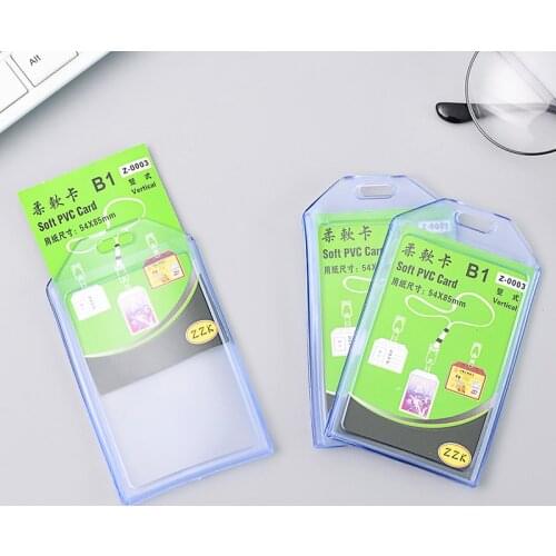5Pcs/Lot 2020 New Blue Clear Plastic ID Card Badge Exhibition Bank Badg Holders School Stationery Office Supply 10.5x6cm