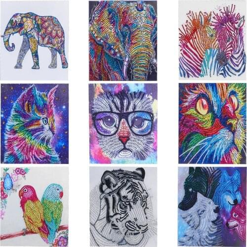 5D DIY Art Diamond Painting Animal Elephant Cat Zebra Pattern Diamond Mosaic Full Embroidery Cross Stitch Home Decoration Gift
