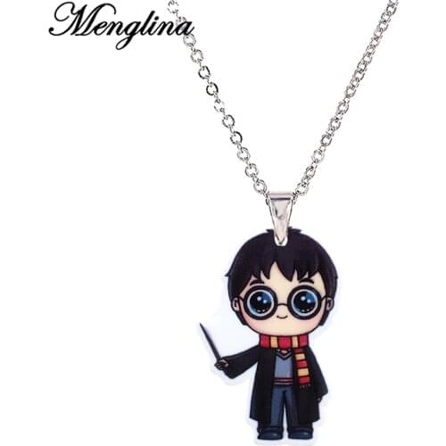 Menglina Cartoon Character Lovely Boy & Girl Acrylic Necklaces & Pendants Printing Plastic Flatback Resin Charm Pendant Jewelry