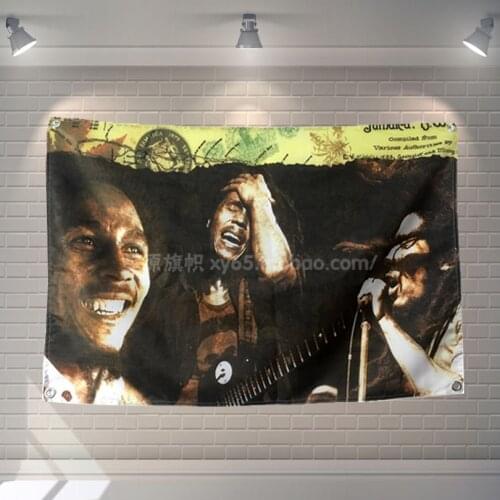 "BOB MARLEY Jamaica Reggae" Rock Band Poster Music Scrolls Bar Cafes Living Room Decoration Banners Hanging Art Waterproof Cloth