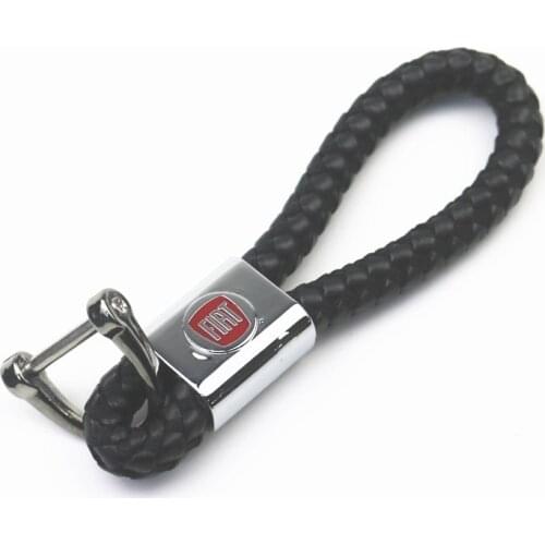 Car Styling 3D Metal+Leather Emblem Car Key Ring Keychain Key Holder For Fiat Panda Bravo Punto Linea Croma 500 595