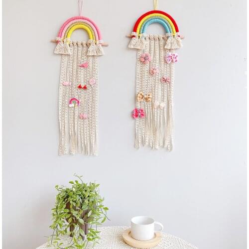 Girl Room Decor Baby Girl Kids Room Decor Handmade Rainbow Hanging Decoration Girl Clip Collection Display Unicorn Wall Hanging