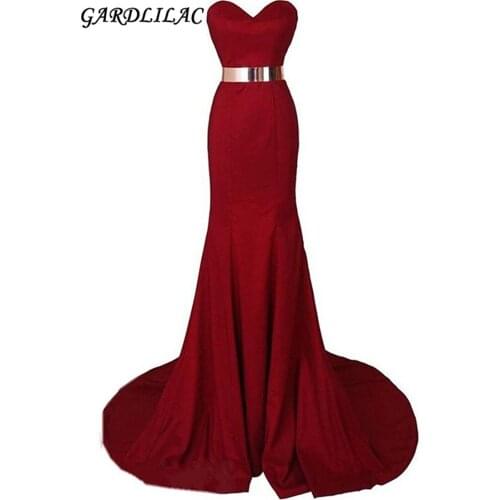 Gardlilac Sweetheart Strapless Long Evening DressWith belt Floor-Length Mermaid prom evening gown stain Vestidos para festa