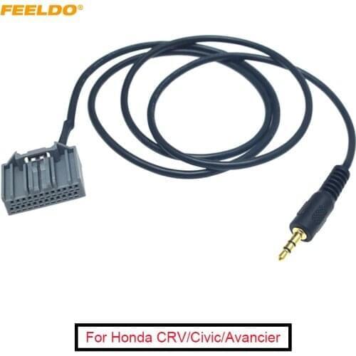 FEELDO 1PC New Car 3.5mm Audio AUX-in Adapter 24Pin Connector Changer Cable For Honda CRV/Civic/Avancier/Vezel/Crider/XR-V