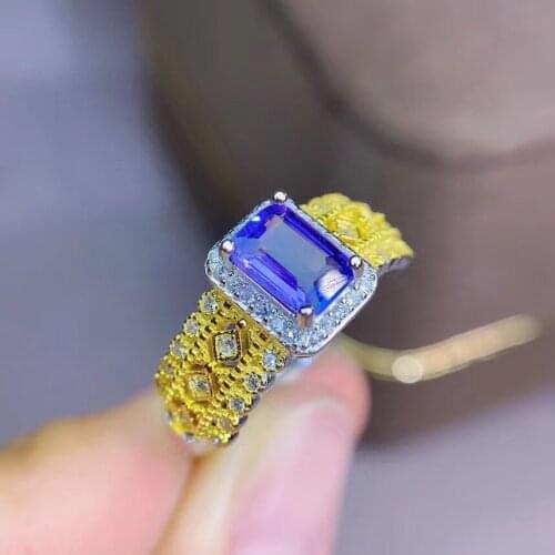 High quality Pure Tanzanite ring Real and natural tanzanite ring 925 sterling silver Fine women jewelry