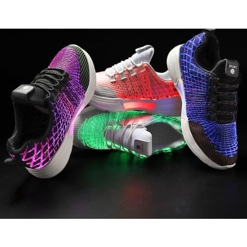 Size 27-46 Spring Led Fiber Optic Shoes for Girls Boys Men Women USB charging Glowing Sneakers Man Light Up Shoes Sports Shoes