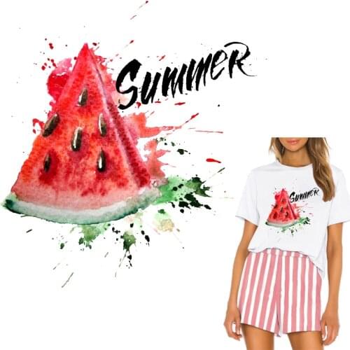 Summer watermelon parches iron stickers patch iron on transfer for clothing printed heat vinyl transfer badge patches on clothes