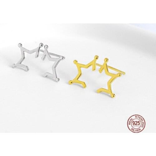 LKO 925 Sterling Silver Fashion Originality Charm Five-Pointed Star Stud Earrings For Women Jewelry Gift Ornaments Hot Sale Ear