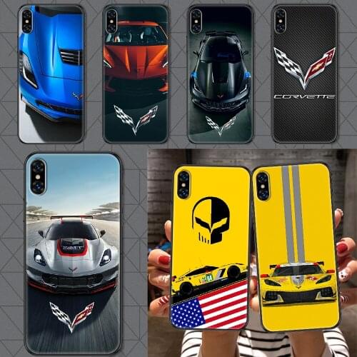 Car Corvette Phone Case Cover Hull For iphone 5 5s se 2 6 6s 7 8 12 mini plus X XS XR 11 PRO MAX black art hoesjes fashion funda